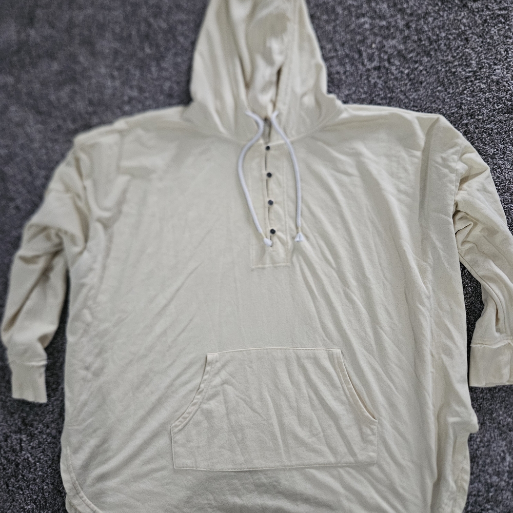 Maurices Women's Light Yellow Hoodie with Button Detail